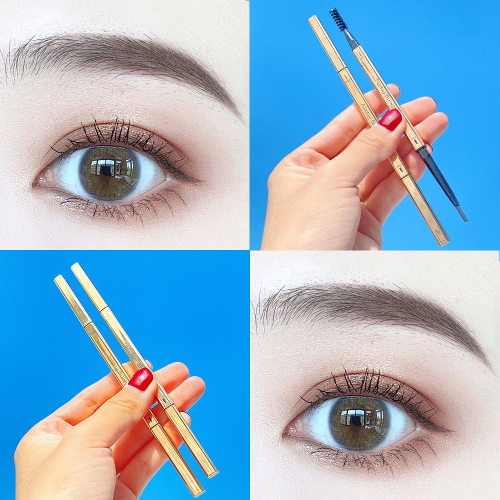 Eyebrow Pen Wild Eyebrow Waterproof Root Clear 3D Double Head Triangle Fine Head Eyebrow Pen Makeup