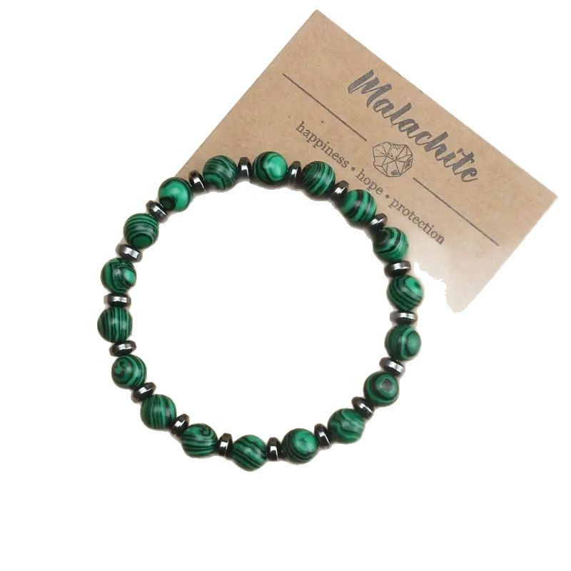 NEW PRODUCT 8MM MALACHITE BLACK GALLSTONE SEPTUM BRACELET NATURAL STONE BRACELET FOREIGN TRADE EXPLOSIVE BEADS