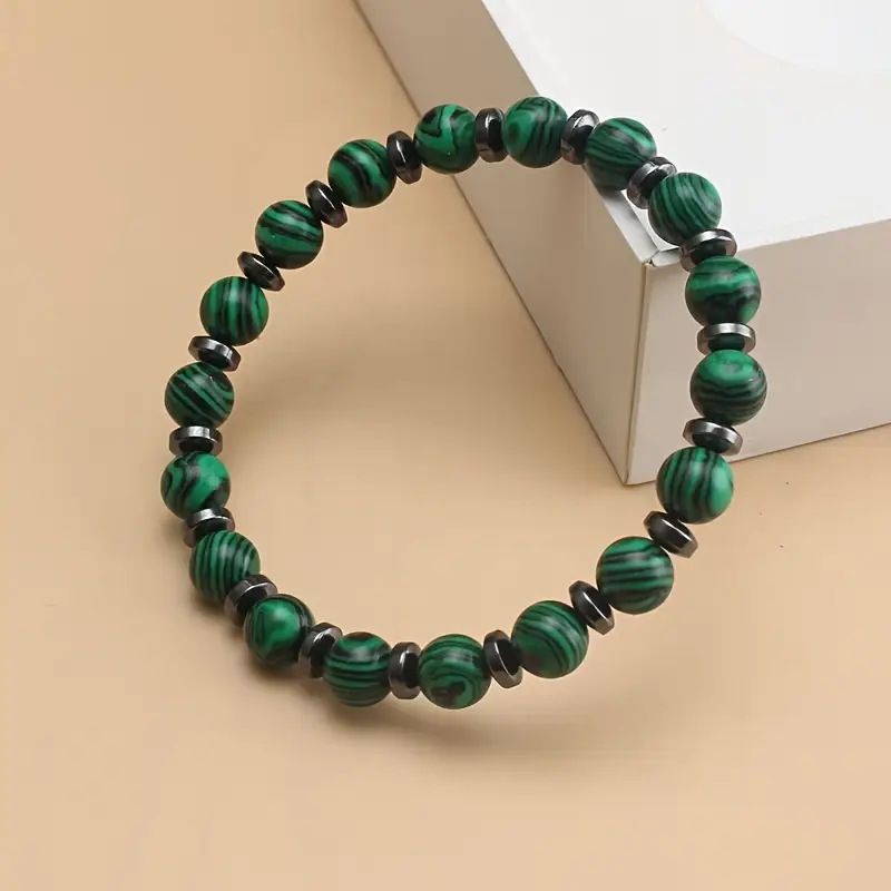 NEW PRODUCT 8MM MALACHITE BLACK GALLSTONE SEPTUM BRACELET NATURAL STONE BRACELET FOREIGN TRADE EXPLOSIVE BEADS