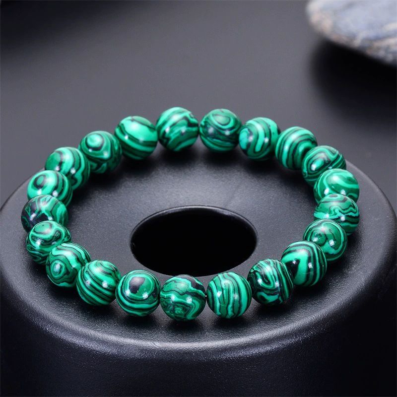 NEW PRODUCT 8MM MALACHITE BLACK GALLSTONE SEPTUM BRACELET NATURAL STONE BRACELET FOREIGN TRADE EXPLOSIVE BEADS