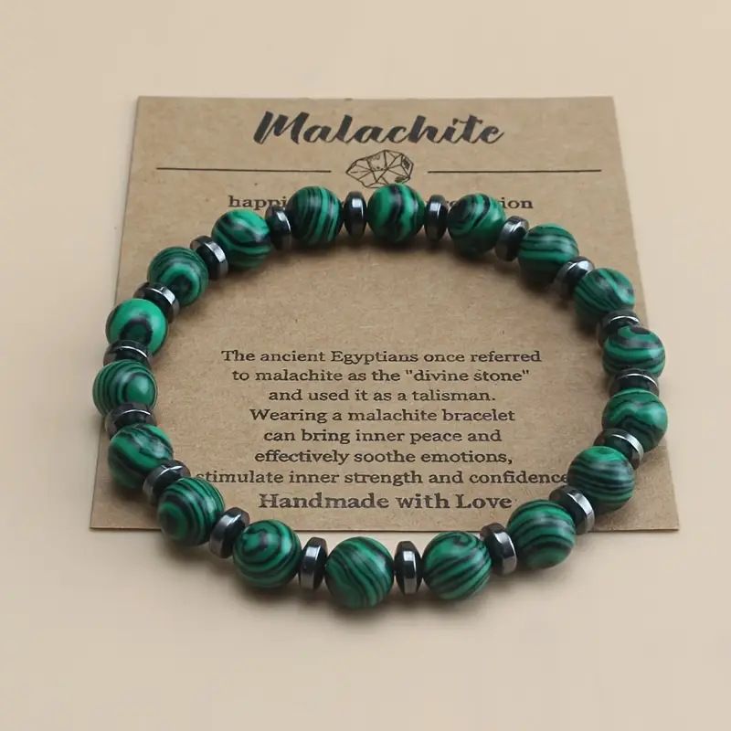 NEW PRODUCT 8MM MALACHITE BLACK GALLSTONE SEPTUM BRACELET NATURAL STONE BRACELET FOREIGN TRADE EXPLOSIVE BEADS