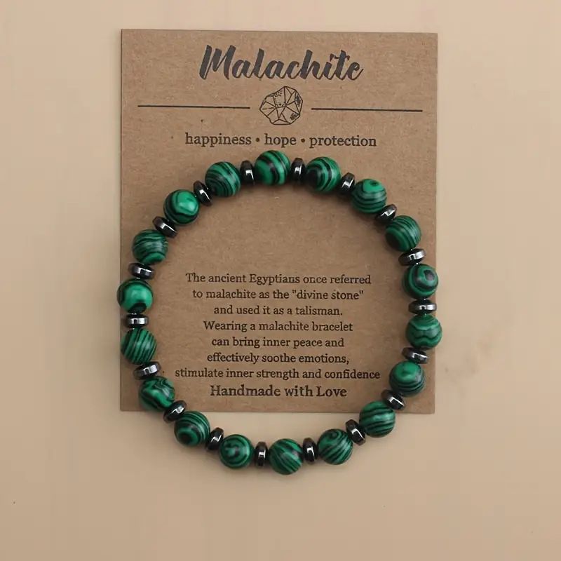 NEW PRODUCT 8MM MALACHITE BLACK GALLSTONE SEPTUM BRACELET NATURAL STONE BRACELET FOREIGN TRADE EXPLOSIVE BEADS