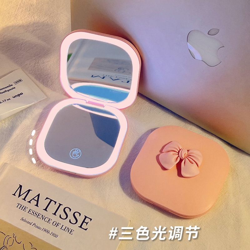 Makeup mirror, portable small mirror, children carry with them, LED with light, folding make-up mirror, student dormitory, light luxury, high-end  Handheld Mirrors