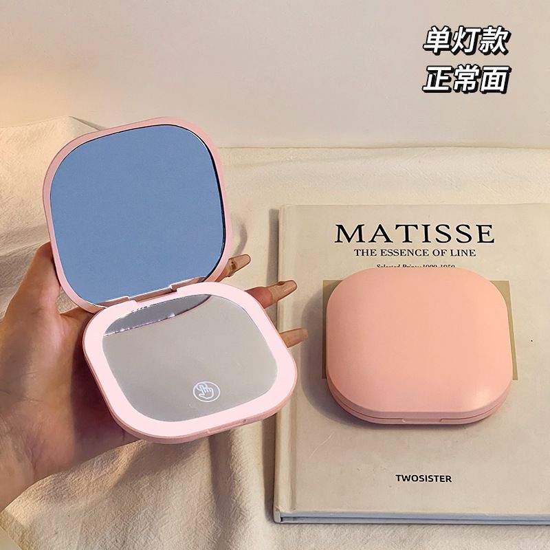 Makeup mirror, portable small mirror, children carry with them, LED with light, folding make-up mirror, student dormitory, light luxury, high-end  Handheld Mirrors