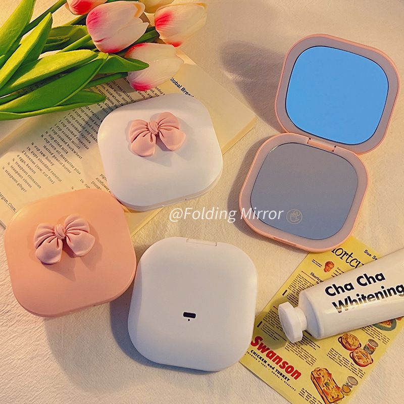 Makeup mirror, portable small mirror, children carry with them, LED with light, folding make-up mirror, student dormitory, light luxury, high-end  Handheld Mirrors