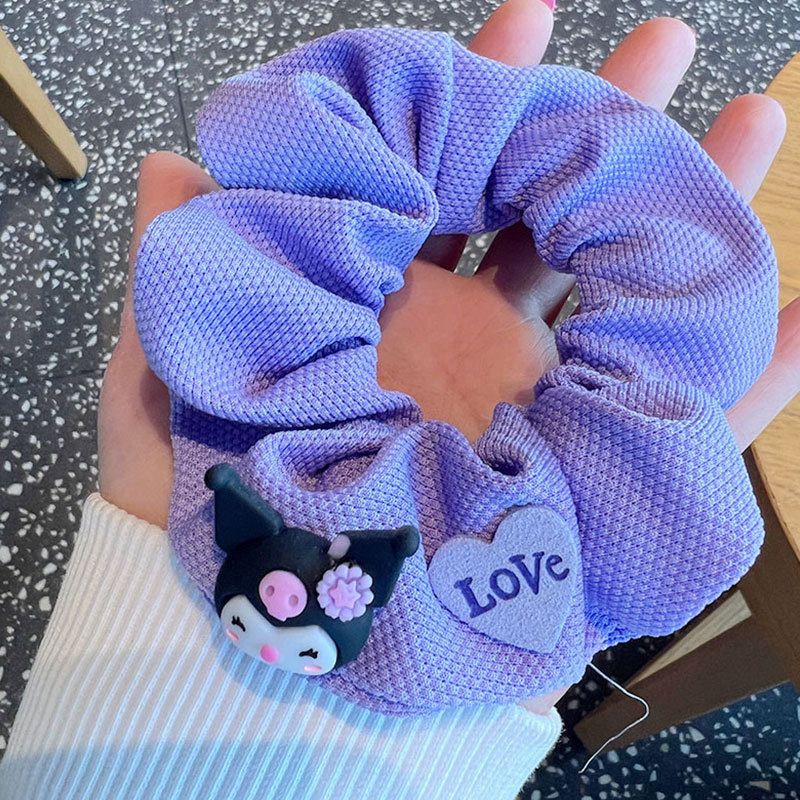 1pc Romantic Girl, Purple Rabbit, Large Intestine Hair Ring, Korean Cartoon, Cute Waffle Hair Tie, Women's Texture, Wide-brimmed Headrope Hair Ornament