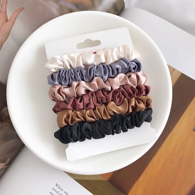 6Pcs Set Satin Scrunchies for Women Elegant Minimalist Hair Ties Versatile Rubber Band for Girls Cute Hair Accessories