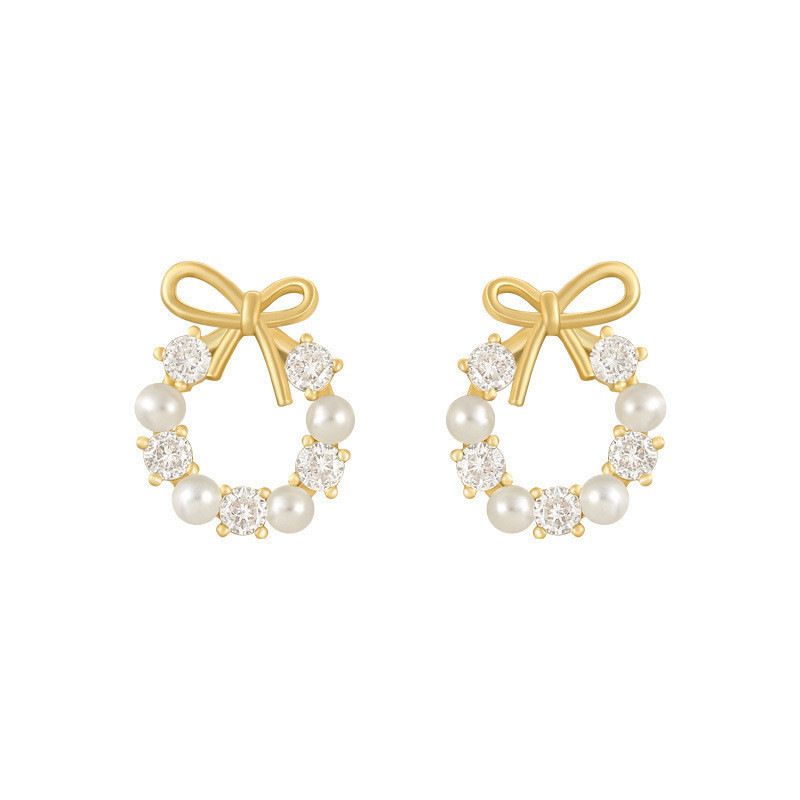 Elegant Small Bow Stud Earrings for Women, Trendy Gold Plated Jewelry, Versatile Daily Wear Accessory