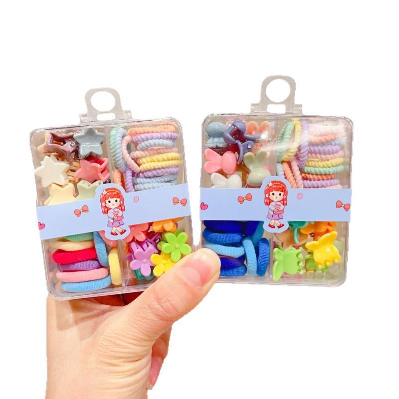 Baby Girl Hair Accessories Set, Kids Hair Ties Clips Elastics, Hair-Friendly Hair Bands for Toddlers, Children Hair Claw Clips Gift Box