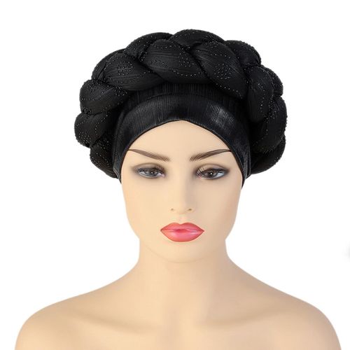 African Turban Headscarf Hat Head Wrap Twisted Head Turbans Headwear Sequin Braid Hair Cover Accessories Women and Girls
