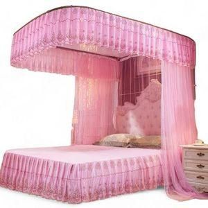 Two Stand Metallic Mosquito Net With Rails 6X6 Super Luxury Baby and Adult Standard and Double Bed U Shape Mosquito Net
