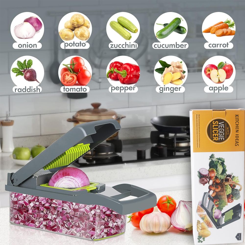 Multifunctional Manual 16 in 1 Vegetable Chopper Slicer Handheld Onion Mandoline Kitchen Dicer Chopper Vegetable Cutter
