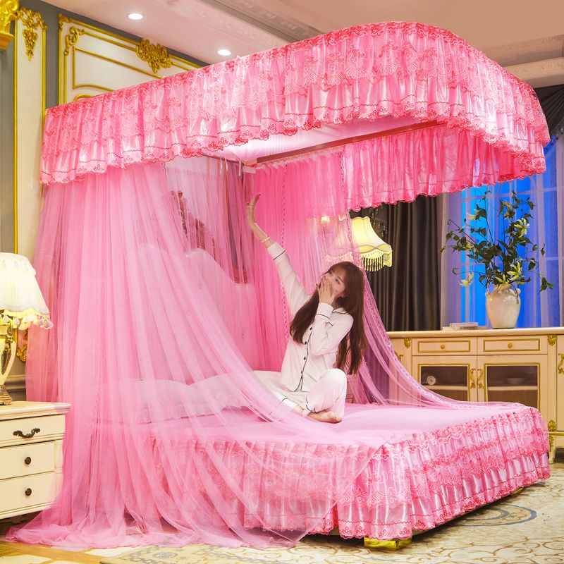 Two Stand Metallic Mosquito Net With Rails 6X6 Super Luxury Baby and Adult Standard and Double Bed U Shape Mosquito Net