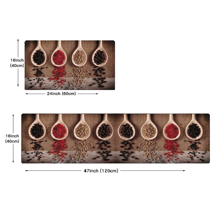2pcs Spice Print Kitchen Rugs Soft Comfortable Mat Waterproof Non-Slip Floor Mat Runner Rug Absorbent Machine Washable Carpet Kitchen Hallway