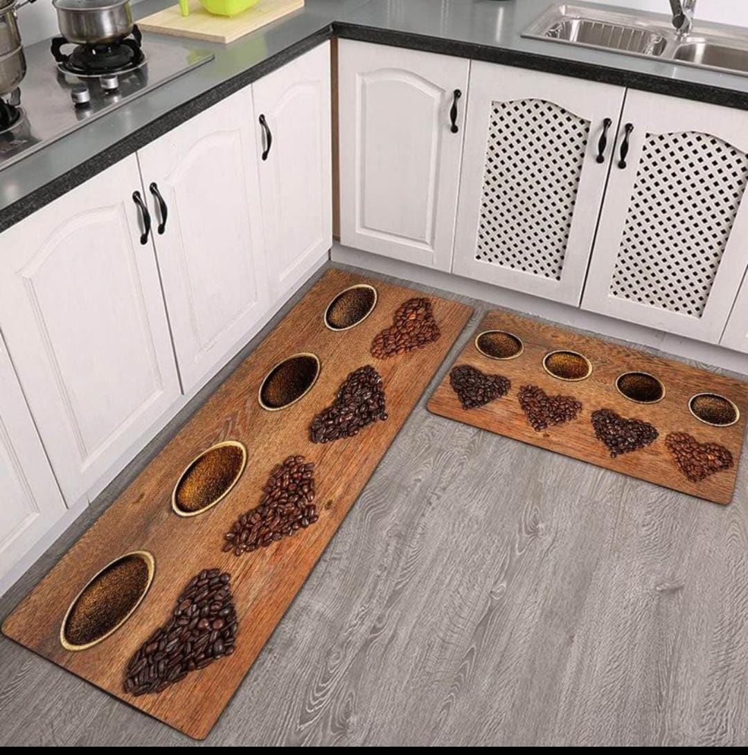 2pcs Spice Print Kitchen Rugs Soft Comfortable Mat Waterproof Non-Slip Floor Mat Runner Rug Absorbent Machine Washable Carpet Kitchen Hallway