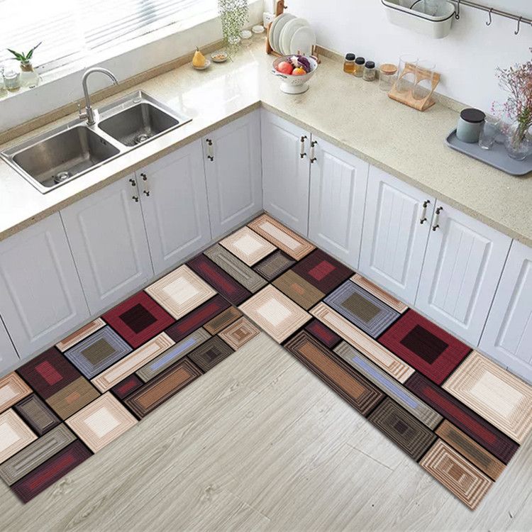 2pcs Spice Print Kitchen Rugs Soft Comfortable Mat Waterproof Non-Slip Floor Mat Runner Rug Absorbent Machine Washable Carpet Kitchen Hallway