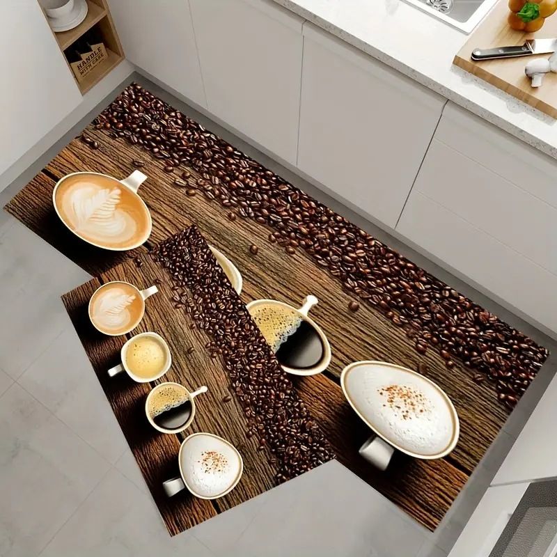 2pcs Spice Print Kitchen Rugs Soft Comfortable Mat Waterproof Non-Slip Floor Mat Runner Rug Absorbent Machine Washable Carpet Kitchen Hallway