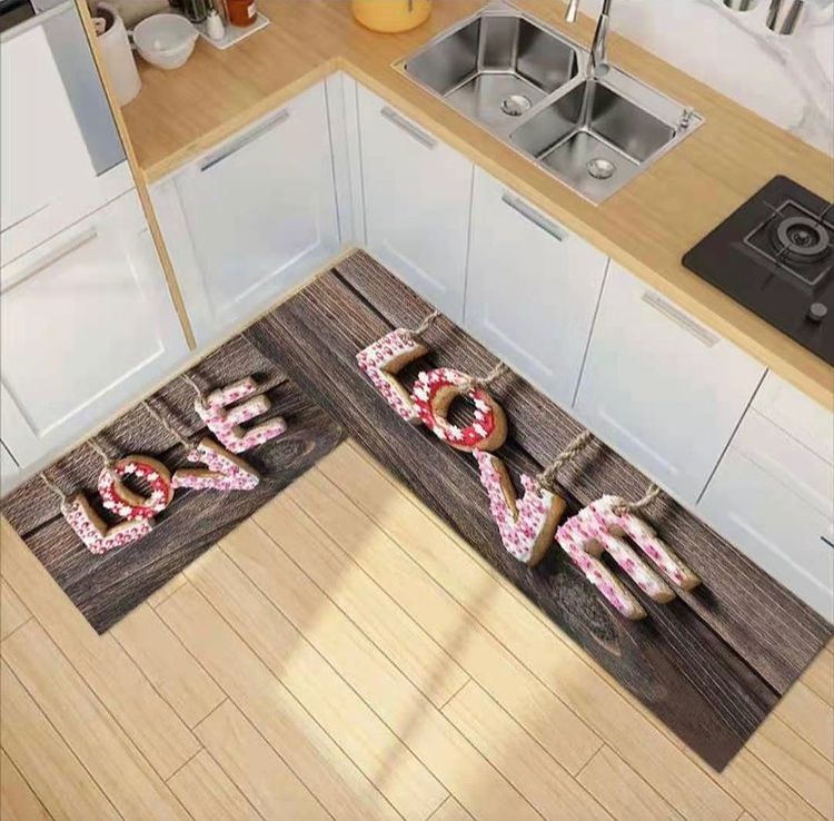 2pcs Spice Print Kitchen Rugs Soft Comfortable Mat Waterproof Non-Slip Floor Mat Runner Rug Absorbent Machine Washable Carpet Kitchen Hallway