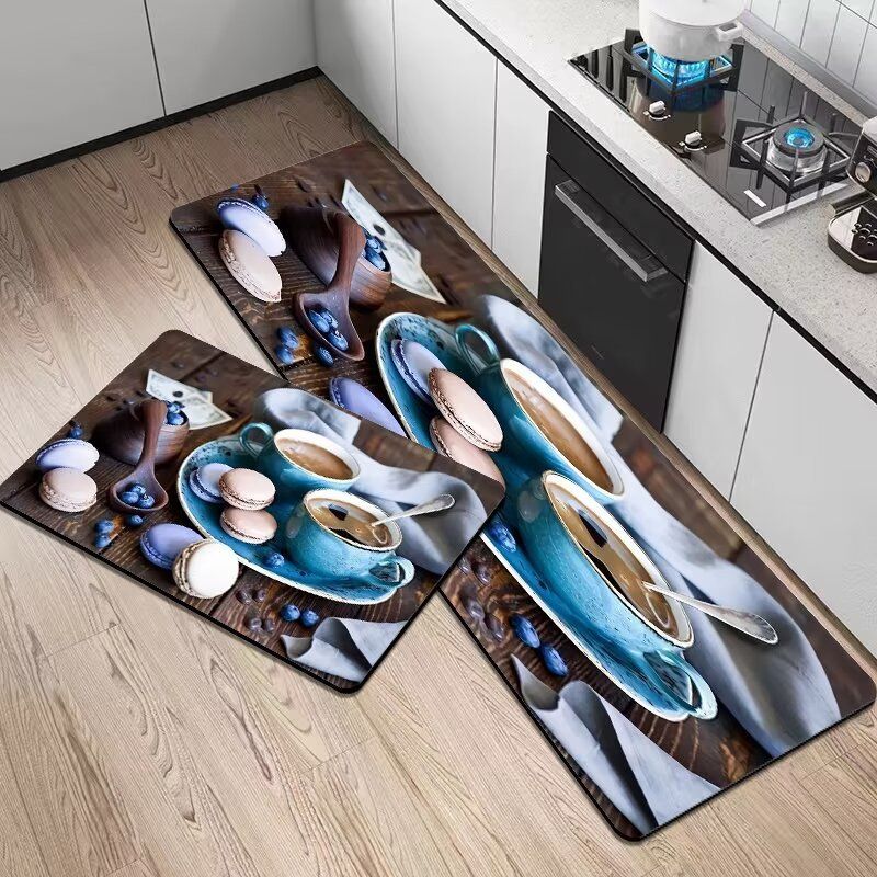 2pcs Spice Print Kitchen Rugs Soft Comfortable Mat Waterproof Non-Slip Floor Mat Runner Rug Absorbent Machine Washable Carpet Kitchen Hallway