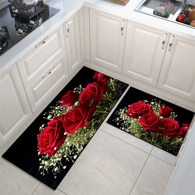 2pcs Spice Print Kitchen Rugs Soft Comfortable Mat Waterproof Non-Slip Floor Mat Runner Rug Absorbent Machine Washable Carpet Kitchen Hallway