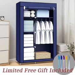 2 Column Wardrobe Storage Portable Wardrobe 6 Shelves Clothes Rod Non-Woven Fabric Cover Quick and Easy Assembly