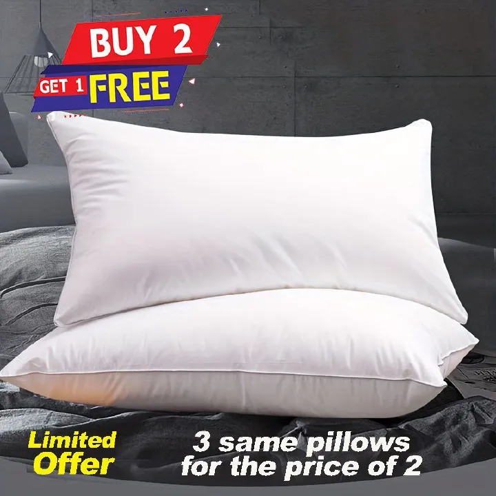 【Buy 2 Get 1 FREE】2pcs/set Branded Pillows Fluffy Bed Pillow Inserts Bedding Accessories 600GSM