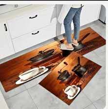 2pcs Spice Print Kitchen Rugs Soft Comfortable Mat Waterproof Non-Slip Floor Mat Runner Rug Absorbent Machine Washable Carpet Kitchen Hallway
