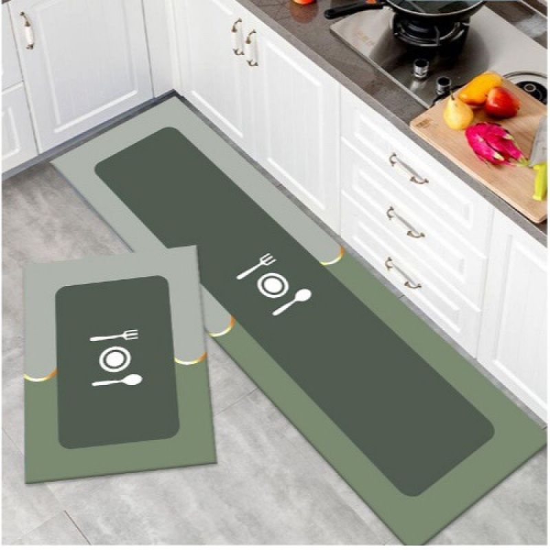 2pcs Spice Print Kitchen Rugs Soft Comfortable Mat Waterproof Non-Slip Floor Mat Runner Rug Absorbent Machine Washable Carpet Kitchen Hallway