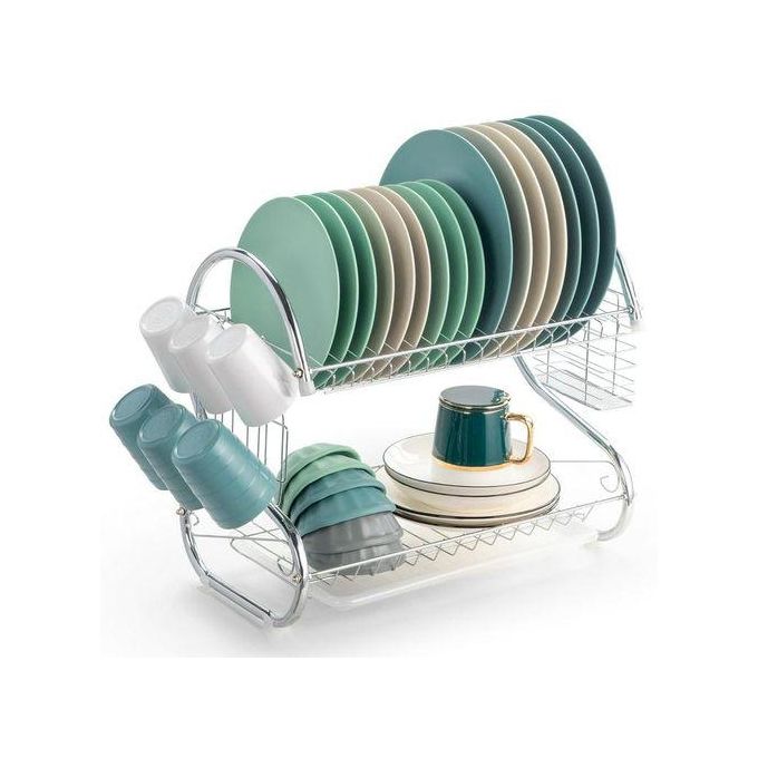 2 Tier Dish Rack Stainless Steel,With Drain Board. Looking for a durable dish drainer? Looking for a dish drainer with drainboard and cutlery cup?  This 2 tier dish drainer is your BEST choice.