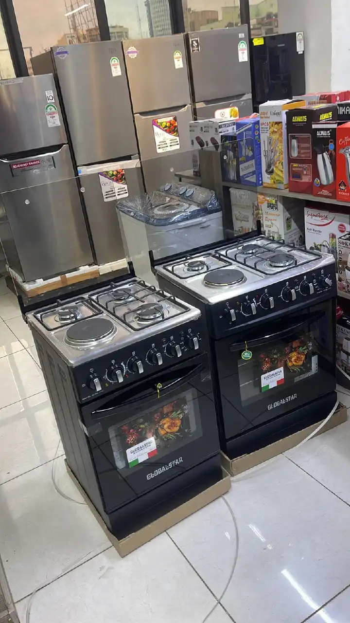 PERFECT QUALITY Globalstar Black 60*60 JET 3+1 standing cooker with electric oven.Whether you want to cook with electricity or using gas, this electric gas cooker has you sorted.60 litres gas oven