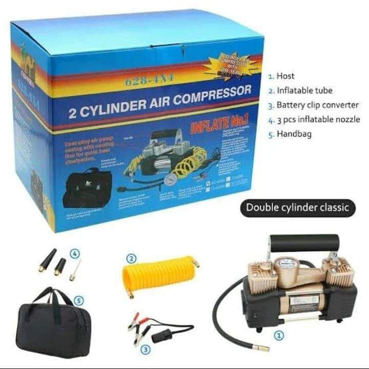 BEST DEALS !!!2 Cylinder Tyre Inflator Air Compressor.Audew Tyre Inflator Air Compressor Car Tyre Pump,Inflator Tire,Heavy Duty Double Cylinder Portable Air Pump,150PSI,Double Cylinder For Car/Sedan
