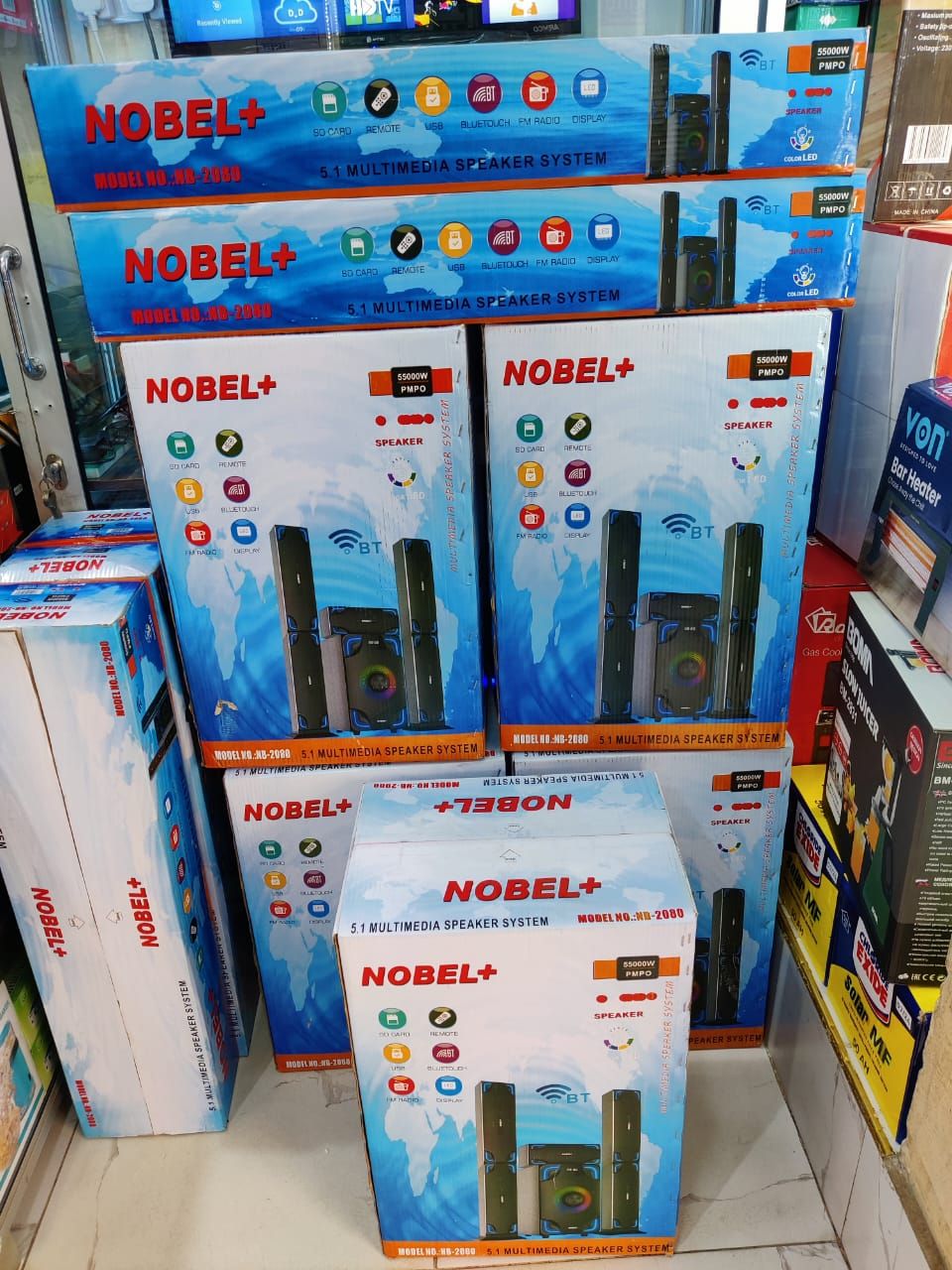 PREMIUM QUALITY ! Nobel NB-2080 Home Theatre Sound System with Sleek Tall Boy Speakers 55000W, Experience pure sound perfection,built for those who crave entertainment that goes beyond ordinary.