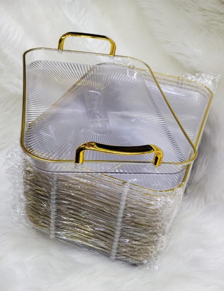 Decorative & Marble BREAKFAST TABLE serving tray, Modern Creative Striped Tray WITH Gold Rimmed handles;