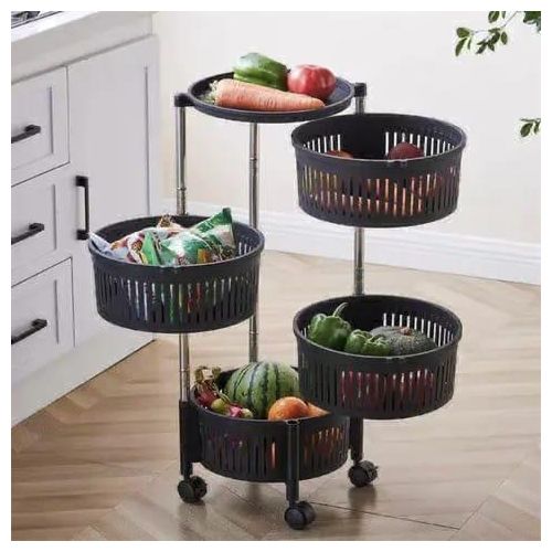 PROMOTION PRICE! 4 Tier Kitchen plastic Fruit & Vegetable Rack TrolleyMade of high quality plastic, on-toxic and tasteless ,safe for any fruits ,vegetables and food loaded in.nd fruits