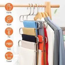 Space Saving - Non Slip Stainless Steel Multifunctional Pants Rack, Clothes Closet Storage Organizer for Pants Jeans Trousers Scarf Hanger