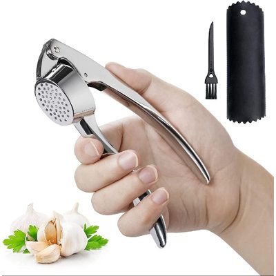 Kitchen Premium Garlic Press Set - Rust Proof & Dishwasher Safe Professional Garlic Mincer Tool - Easy-Squeeze, Easy-Clean with Soft cleaning materials.