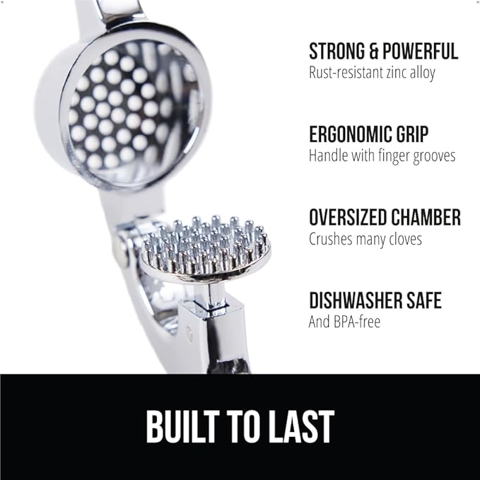 Kitchen Premium Garlic Press Set - Rust Proof & Dishwasher Safe Professional Garlic Mincer Tool - Easy-Squeeze, Easy-Clean with Soft cleaning materials.