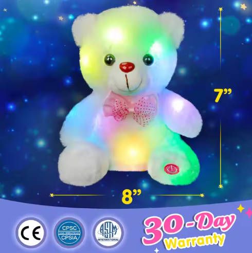 Fast delivery within 1-5 days boy Dolls Lovely Soft LED Colorful Glowing Teddy Bear Stuffed Plush Toy Gifts For Birthday girl baby toy