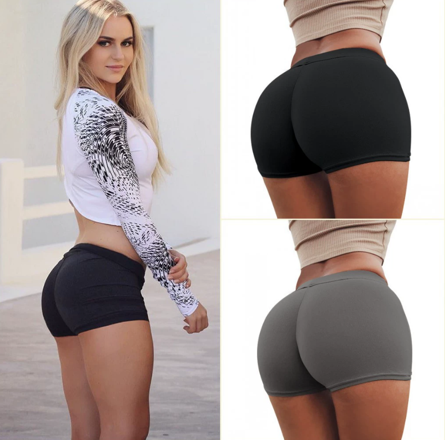 2PC Women Elastic Sports Shorts Casual High Waist Tight Fitness Slim Skinny Bottoms Summer Plus Size Solid White Black Shorts yoga pants Fast delivery within 1-5 days