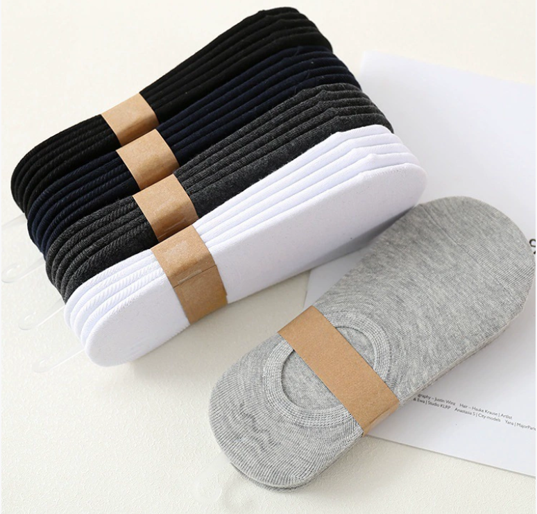 5pc  Pairs Men's Invisible Socks Slippers Cotton Silicone Non-slip Summer No-show Ankle Socks Casual Breathable Thin Boat Sock Local fast delivery