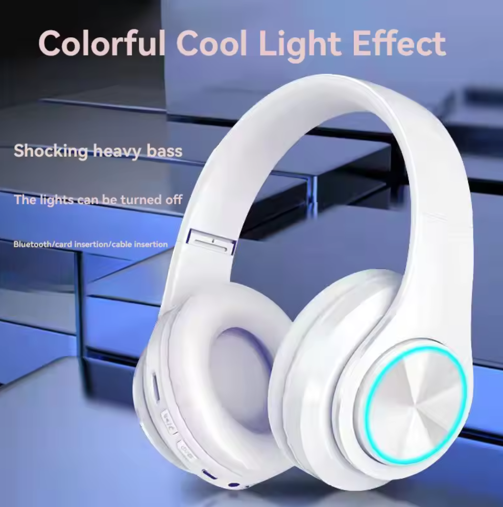 B39 Bluetooth 5.0 Headphone Wireless Colorful Light TF Card Stereo Headset with Mic Folding Subwoofer Headset Earphones Fast delivery within 1-5 days