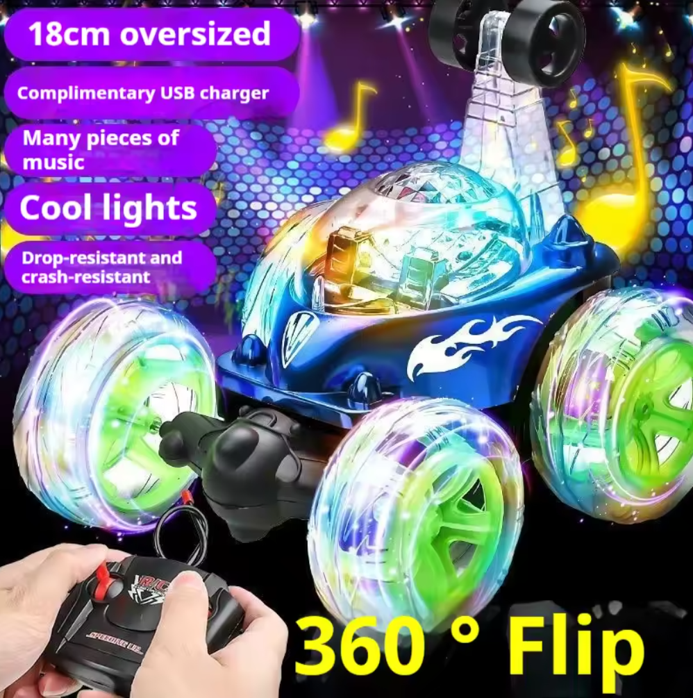 Local fast delivery Rechargeable lighting Big toy car music remote control toy car rolling stunt car remote control off-road  car drifting racing car 360  toy Car