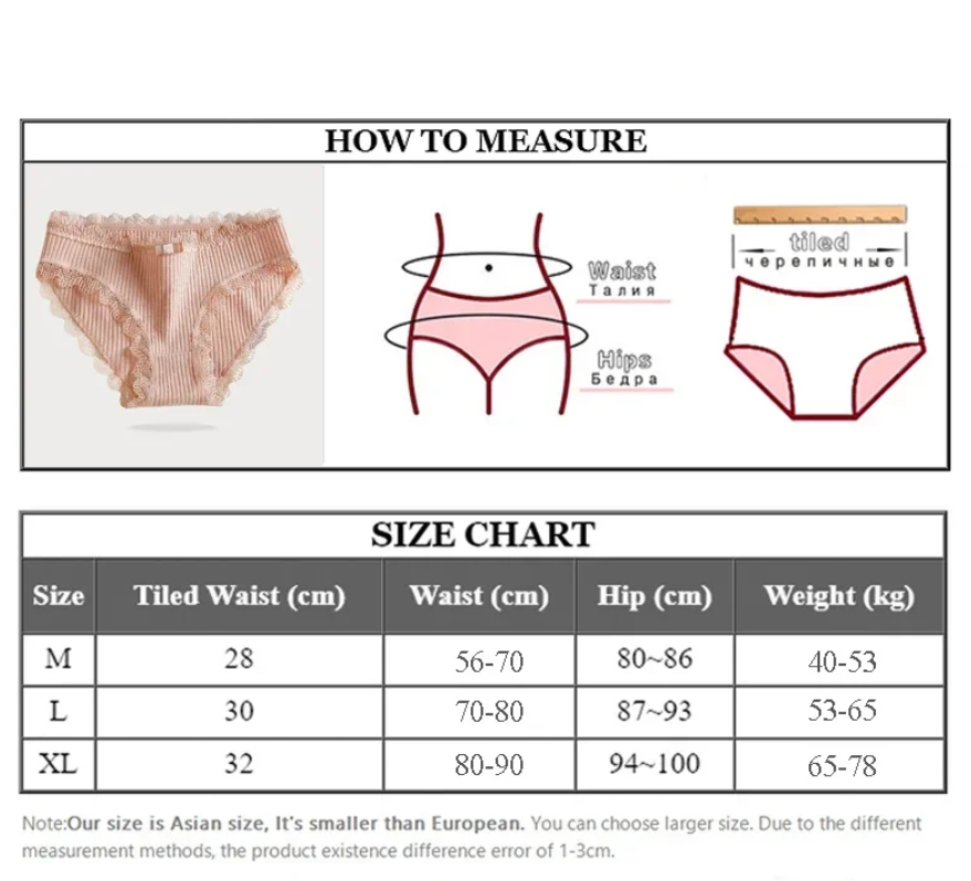 4 pairs of underwear lace mid-waist women's briefs casual cotton underwear close-fitting breathable girls underwear ladies clothes Fast delivery within 1-5 days