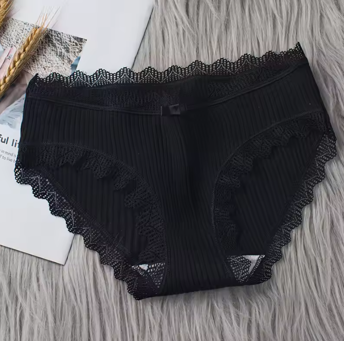 4 pairs of underwear lace mid-waist women's briefs casual cotton underwear close-fitting breathable girls underwear ladies clothes Fast delivery within 1-5 days