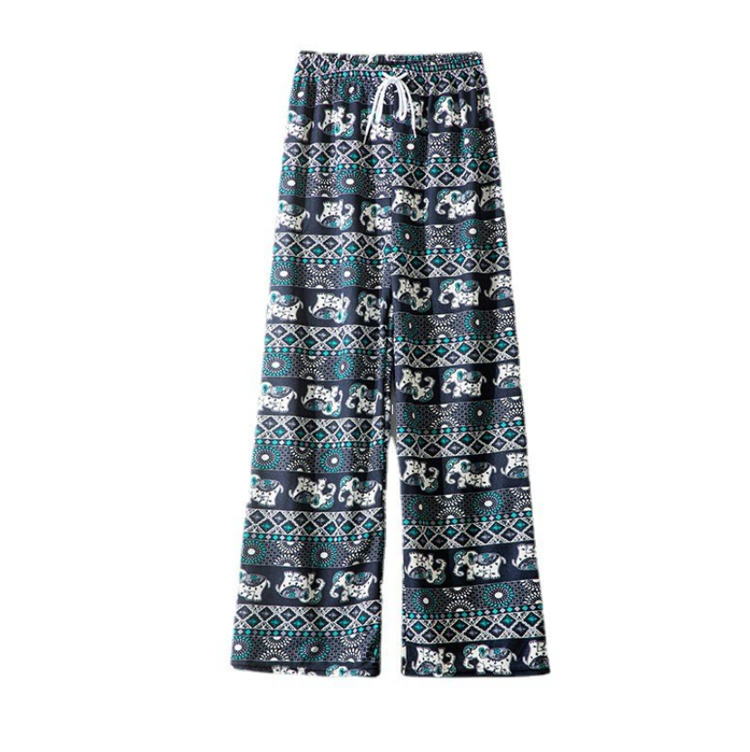 Local fast delivery Women clothes pant High Waist Elephant Print Wide Leg Pants for Ladies clothes Loose Fit Style Youthful Clothing Pattern Girl Trousers Pants Yoga