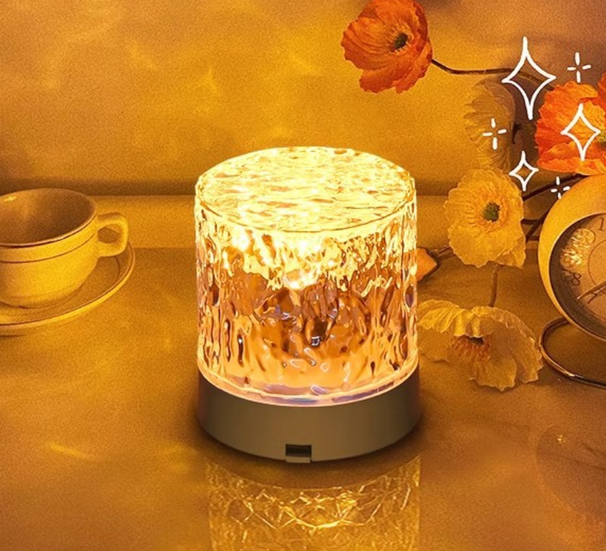 Rechargeable 16 Color LED Water Ripple Projector Night Light Remote Control Bedroom Ambient Lamp RGB Dimmable Crystal Table Lamp Local fast delivery