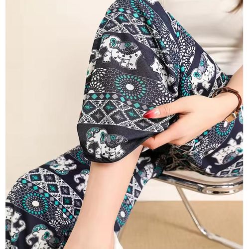 Local fast delivery Women clothes pant High Waist Elephant Print Wide Leg Pants for Ladies clothes Loose Fit Style Youthful Clothing Pattern Girl Trousers Pants Yoga
