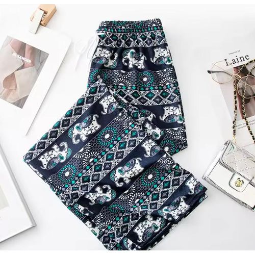 Local fast delivery Women clothes pant High Waist Elephant Print Wide Leg Pants for Ladies clothes Loose Fit Style Youthful Clothing Pattern Girl Trousers Pants Yoga