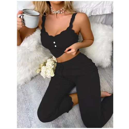 Women Pajama Sets tank top and pant Girl clothes Set Women Sleepwear for Sleeping Women's Trousers Sleep Lounge Underwear Local fast delivery