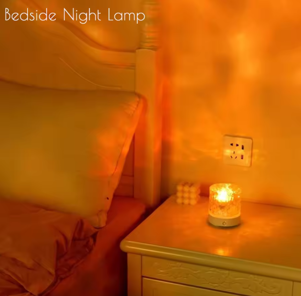 Rechargeable 16 Color LED Water Ripple Projector Night Light Remote Control Bedroom Ambient Lamp RGB Dimmable Crystal Table Lamp Local fast delivery